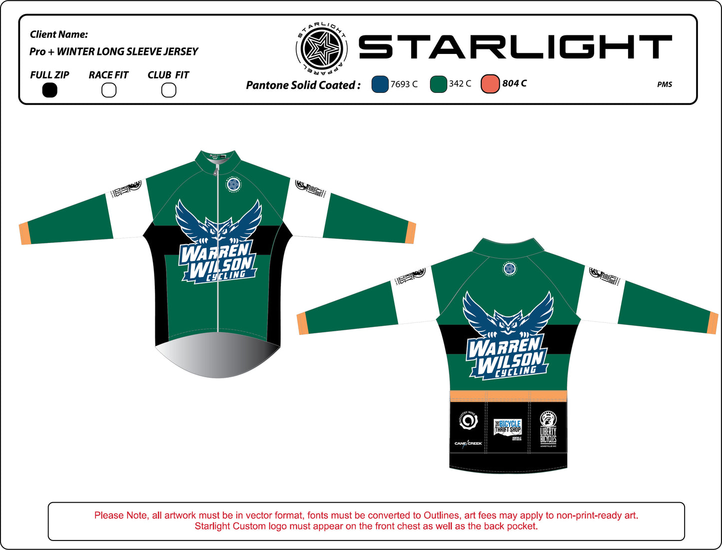 Warren Wilson Cycling Winter Jersey